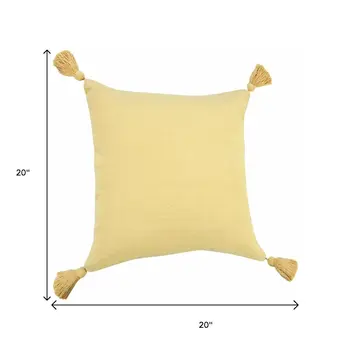 20" X 20" Light Yellow 100% Cotton Zippered Pillow