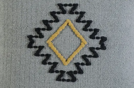 20" X 20" Gray Black Yellow And Ivory 100% Cotton Geometric Zippered Pillow