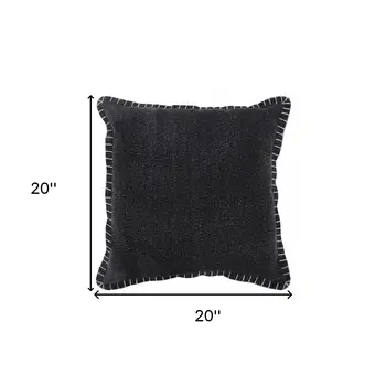 20" Black Cotton Throw Pillow