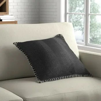 20" Black Cotton Throw Pillow