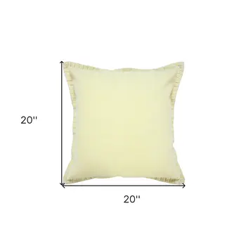 20" Light Yellow Cotton Throw Pillow