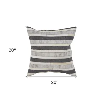 20" Charcoal Striped Wool Throw Pillow