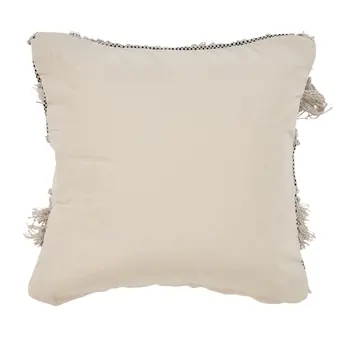 20" Off-White and Black Cotton Throw Pillow