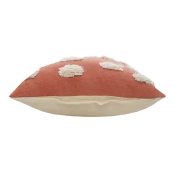 20" X 20" Orange And White 100% Cotton Zippered Pillow