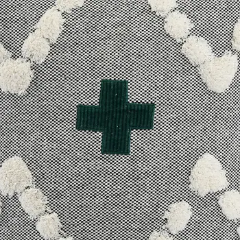 20" X 20" Black Off-White And Green 100% Cotton Geometric Zippered Pillow