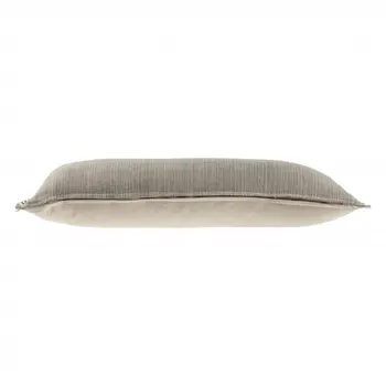 14" X 36" Tan Linen Throw Pillow with Fringe