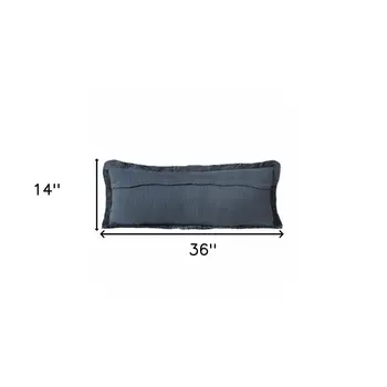 14" X 36" Navy Blue 100% Cotton Zippered Pillow