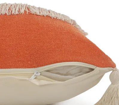 14" X 36" Orange and Off White Throw Pillow