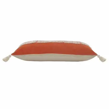 14" X 36" Orange and Off White Throw Pillow