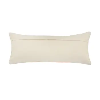 14" X 36" Off White Red And Blue Cotton Striped Throw Pillow