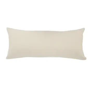 14" X 36" Off White Blue And Orange Cotton Striped Throw Pillow