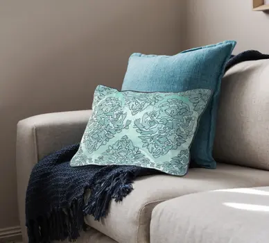 14" X 20" Mint Blue And Gray 100% Cotton Abstract Zippered Pillow