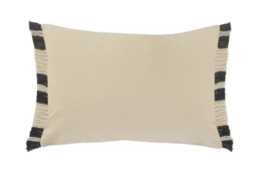 16" X 24" Gray And White 100% Cotton Striped Zippered Pillow