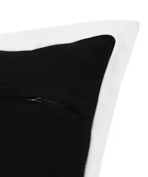 14" X 36" Black And White 100% Cotton Geometric Zippered Pillow