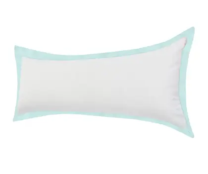 14" X 36" White And Icy Blue 100% Cotton Geometric Zippered Pillow