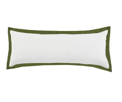 14" X 36" White And Moss Green 100% Cotton Geometric Zippered Pillow