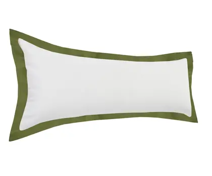 14" X 36" White And Moss Green 100% Cotton Geometric Zippered Pillow