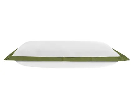 14" X 36" White And Moss Green 100% Cotton Geometric Zippered Pillow