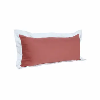 14" X 36" Deep Coral And White 100% Cotton Geometric Zippered Pillow
