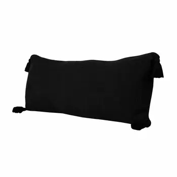 14" X 36" Black Cotton Throw Pillow with Tassels