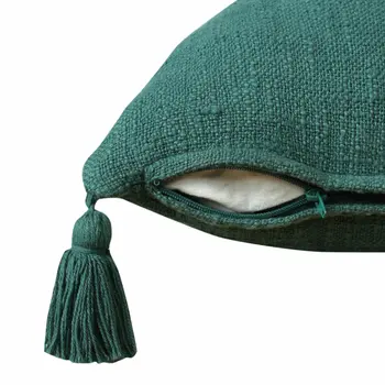 14" X 36" Emerald Cotton Throw Pillow with Tassels