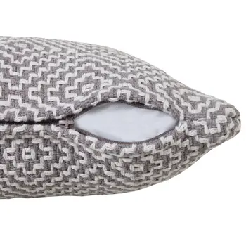 14" X 36" Gray and White Throw Pillow