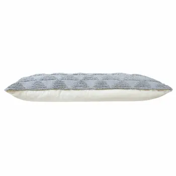 14" X 36" Gray And Off White Cotton Geometric Throw Pillow