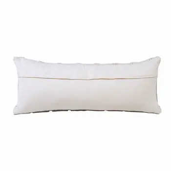 14" X 36" Gray And Off White Cotton Geometric Throw Pillow
