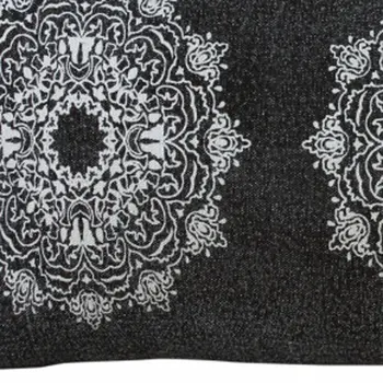 14" X 36" Black And White Cotton Medallion Throw Pillow