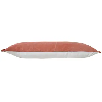 14" X 36" Rose Pink Stonewashed Cotton Throw Pillow With Fringe
