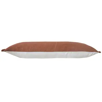 14" X 36" Terra Cotta Stonewashed Cotton Throw Pillow With Fringe