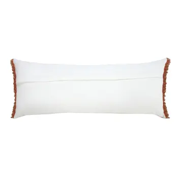 14" X 36" Terra Cotta Stonewashed Cotton Throw Pillow With Fringe