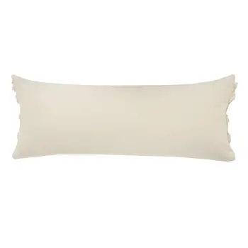 14" X 36" Cream Gray And Tan Cotton Striped Throw Pillow