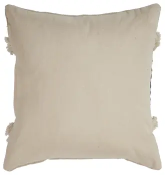 18" X 18" Tan and Black Geometric Cotton Zippered Pillow With Shag