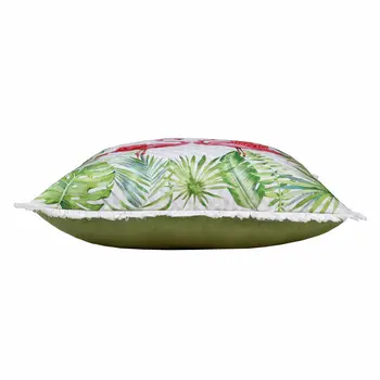 20" Green Pink And White Fabric Bird Throw Pillow