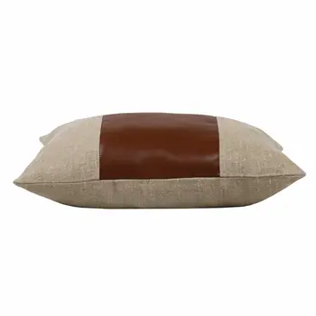 14" X 20" Tan And Brown Linen Striped Zippered Pillow