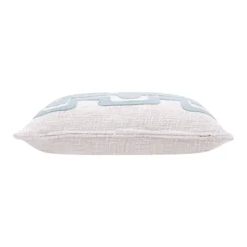 16" X 24" Light Blue And Ivory 100% Cotton Geometric Zippered Pillow