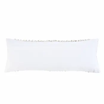 14" X 36" Tan And White Cotton Abstract Throw Pillow