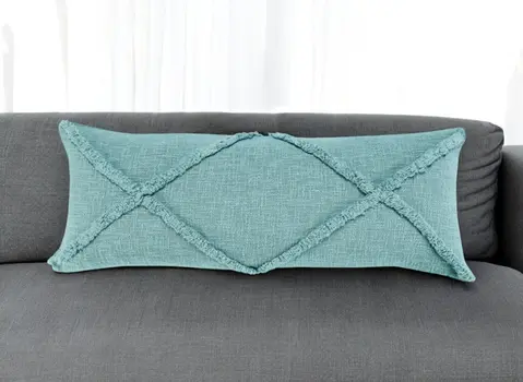 14" X 36" Aqua Cotton Throw Pillow