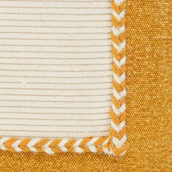 14" X 36" Golden Yellow And Cream 100% Cotton Zippered Pillow