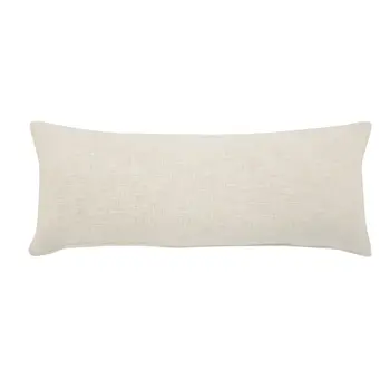 14" X 36" Cream Cotton Throw Pillow with Fringe