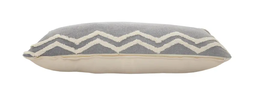 14" X 36" Gray And Tan Cotton Chevron Throw Pillow