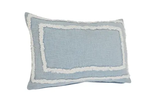 16" X 24" Sky Blue And White Cotton Geometric Throw Pillow