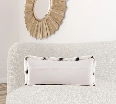 14" X 36" Black And White Polyester Geometric Zippered Pillow