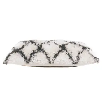 14" X 36" Black And White Polyester Geometric Zippered Pillow