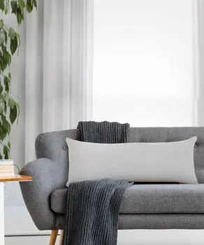 14" X 36" Light Gray Cotton Throw Pillow