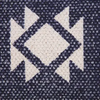 14" X 36" Navy Blue And White Cotton Geometric Throw Pillow