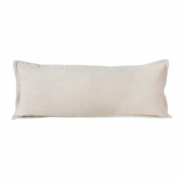 14" X 36" Beige Cotton Throw Pillow