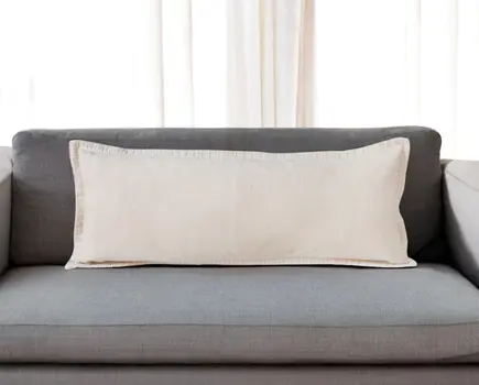 14" X 36" Beige Cotton Throw Pillow