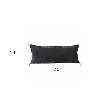 14" X 36" Black Cotton Throw Pillow